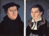 Lucas Cranach the Elder Diptych with the Portraits of Luther and his Wife painting
